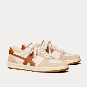 Tory Burch Hank Calcare Tan/ New Ivory Low Top Sneakers